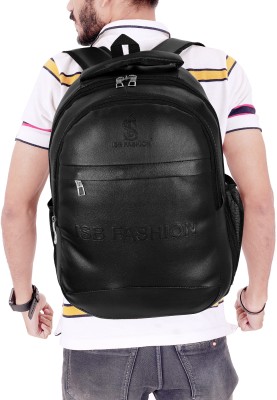 ISB FASHION (WITH LOGO) Medium 30 L PU Leather Backpack School, Collage, Office, 15.6 Laptop Backpack 30 L Backpack(Black)