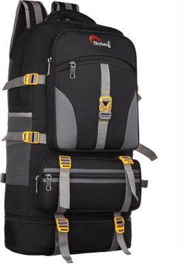 Skyberg 60 Litres Curve Water Resistant Rucksack For Hiking Trekking And Travel - Unisex 60 L Backpack(Black)