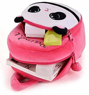 Aveek KJH_A_287_ Pink Panda Velvet Kids School Bag - 2 to 5 Age 10 L Backpack(Pink)