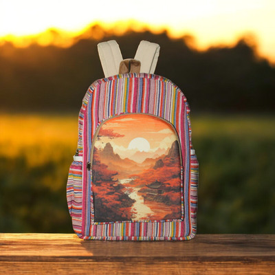 Gau Sudh Colorful Tribal Versatile Canvas Daypack for Everyday Use Laptop Bag 25 L Laptop Backpack(Multicolor)