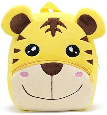 HappyChild Toddler Smile Tiger Plush Animal Cartoon Travel Bag for Baby Girl & Boy 2-6 Year School Bag(Yellow, 10 L)