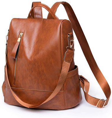 M RUFOUS Vegan Leather Casual Convertible Backpack Handbag 0.5 L Backpack(Brown)