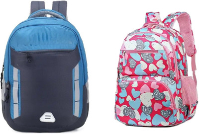 MishKav Backpack Blue Grey 30 L Backpack(Blue, Pink)
