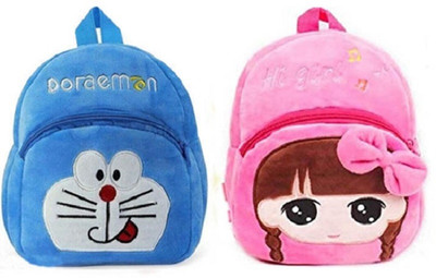7Eleven Enterprise Kid School Bag 2 Minnie Mouse + Free 2 Pencil Kit Cartoon Velvet Soft Plush 11 L Backpack(Multicolor)