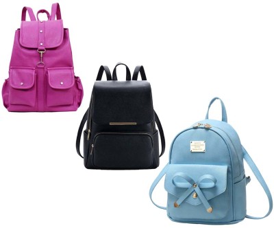 QUASHIMI COLLECTION BP-34-prpl-2bl+blk-pauch+sky-blu-tei-pitthu-cmbo 6 L Backpack(Purple, Black, Blue)