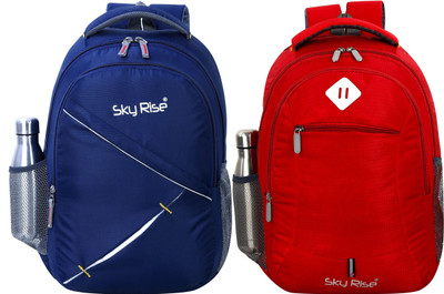 SKY RISE Laptop Backpack 35 L Laptop Backpack(Black, Red)