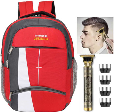 LIFE INDIA /Combo School Unisex Class 5th to 10th School + home use trimmer 30 L Laptop Backpack(Red)