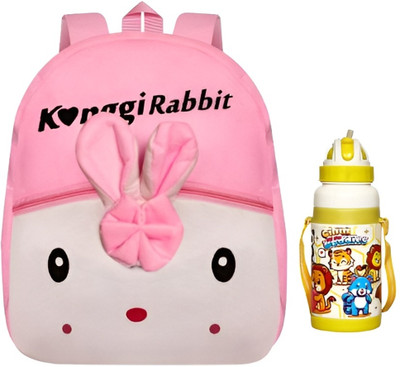 Great More AngelBaby Cartoon Plush School Backpack with Water Bottle for Kids 2-6Y 10 L Backpack(Multicolor)