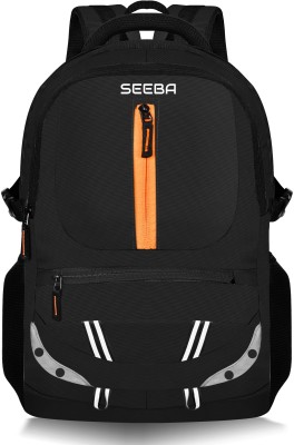 SEEBA unisex backpack School Bag office bag with rain cover and reflective strip 35 L Laptop Backpack(Black)