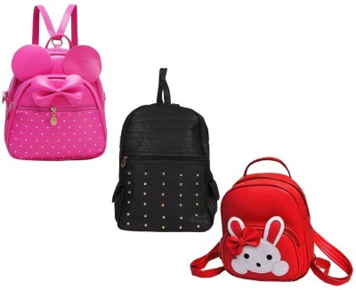 QUASHIMI COLLECTION BP-12-pnk-2in1+blk-kk+red-micky-pithu-cmbo 6 L Backpack(Pink, Black, Red)