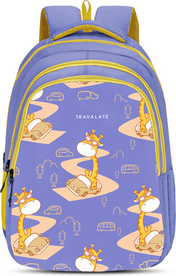 Travalate Giraffe Pre-Nursery to Class 3 Stylish and Trendy Unisex Printed Backpack 25 L Backpack(Purple)