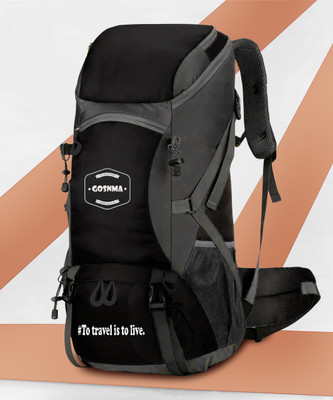 GOSNMA Trekking Bag For Hiking/Camping/Outdoor Sports With Rain Cover Rucksack 55 L Laptop Backpack(Black, Grey)