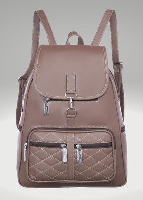 FD FASHION stylish PU Leather Trendy Backpack for Women, girls collage Bags 20 L Backpack(Brown)