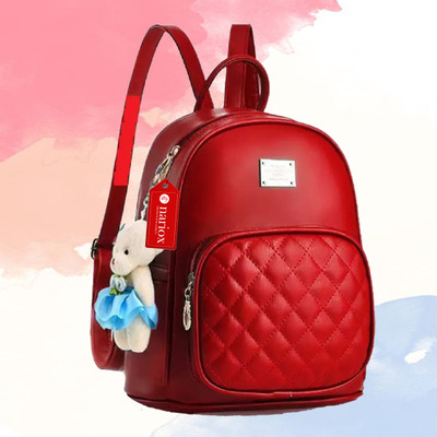 Nariox Girls PU Leather Backpack/School/College/Tution/Coaching Backpack 25 L Backpack(Red)
