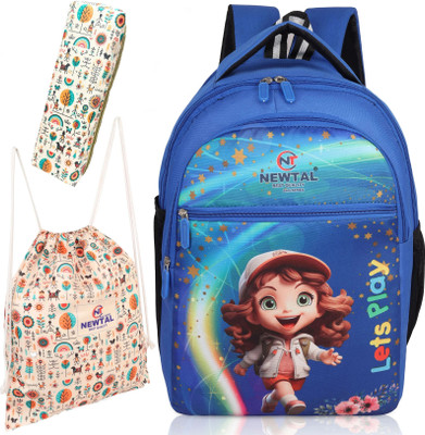 newtal Kids Printed School Bag With Pouch And Pencil Box 40 L Backpack(Blue, White)