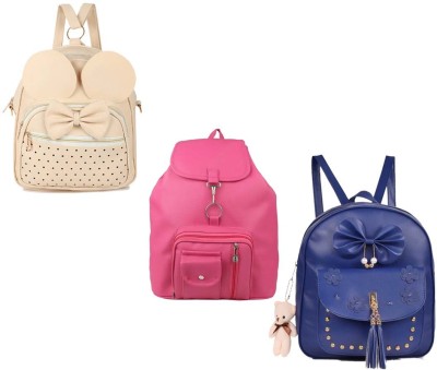 QUASHIMI COLLECTION BP-25-crm-2in1+pnk-cmra+blu-jumka-pithu-cmbo 6 L Backpack(White, Pink, Blue)