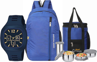 Good Friend Picnic Bag/College/Office/School/Travel/Unisex Bag & Lunch Bag/Watch Combo 25 L Backpack(Blue)