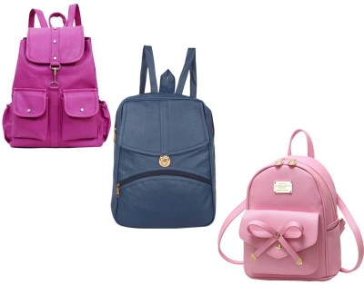 QUASHIMI COLLECTION HB-27-prpl-2bl+nvy-blu-psh-lck+bb-pnk-tei-pitthu-cmbo 6 L Backpack(Purple, Blue, Pink)