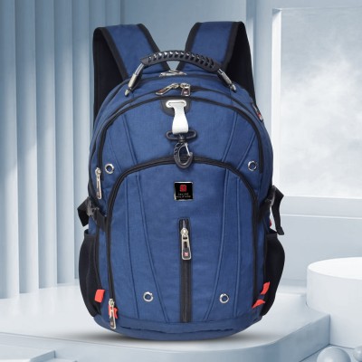 SWISS MILITARY LUXURY Navy Blue Laptop Backpack with USB Charging/Aux Port, 32 Liter, LBP104 32 L Laptop Backpack(Blue)