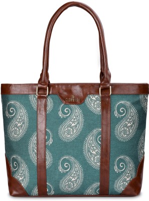 The CLOWNFISH Miranda Series 14 inch Laptop Bag For Women Printed Fabric Hand Messenger bag 15.6 L Laptop Backpack(Green)