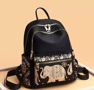 HouseOfCommon Elephant Print Classic and Trendy Shoulder Backpacks for College and School 15 L Backpack(Black)