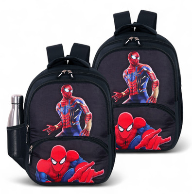 ZERUS Spider Theme School Bag Combo for Boys Cartoon Backpack Set for Kids 3–9 Yrs 22 L Backpack(Black)