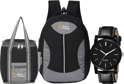 GOOD FRIENDS Casual Bagpack /Collage Bag /Office School Bag /Tiffin Bags /Watch Analog Pack-3 Waterproof Backpack(Black, 35 L)