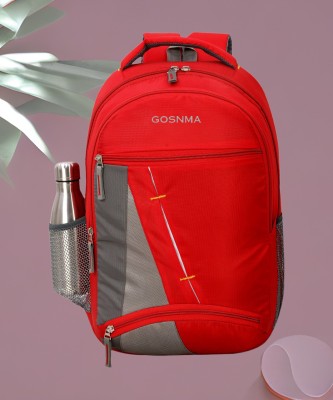 GOSNMA Laptop Backpack Medium Waterproof School Bag/College Bag/For Unisex 30 L Laptop Backpack(Red, Grey)