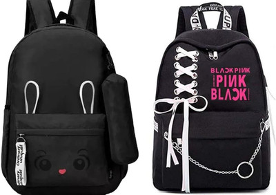 Shishtha A_BLK_- BN_-1_6 & RIBBEN-BLCKPINK-1PC_abc 30 L Backpack(Black, Black)