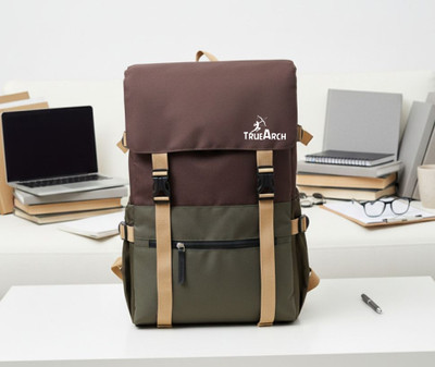 TrueArch Atlas Travel Laptop Backpack|Stylish Office Bag for 15.6 Inch 35 L Laptop Backpack(Green, Brown)