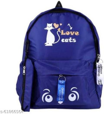 Crispy toys Very Stylish And Attractive I Love Cat Bags For Girls (Blue) 18 L Backpack(Black)