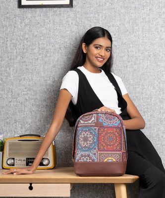 ZOUK Multicolor Mandala Print Dome Daypack 12 L Backpack(Multicolor)