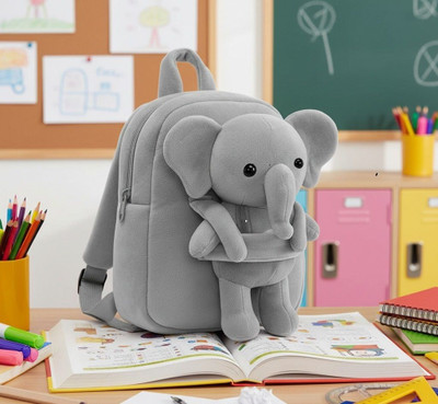 UDHNA Kids Favourite Elephant Plush Bag – Cute & Cuddly School Backpack 12 L Backpack(Grey)
