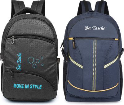 Da Tasche Emboss 40L Black 40 L Laptop Backpack(Black, Blue)