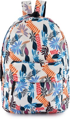 Lychee Bags Women printed canvas backpack 10 L Backpack(White)