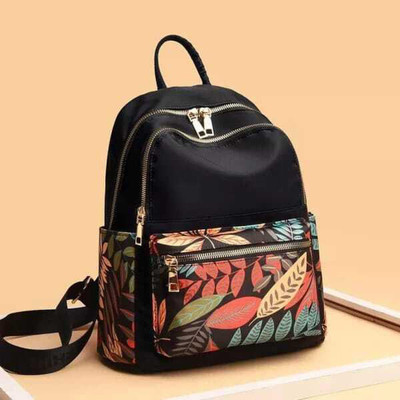 Anvi Style Black Pati Print 15 L Backpack(Black)