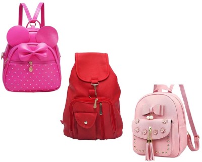 QUASHIMI COLLECTION BP-25-pnk-2in1+red-cmra+pnk-jumka-pithu-cmbo 6 L Backpack(Pink, Red, Pink)