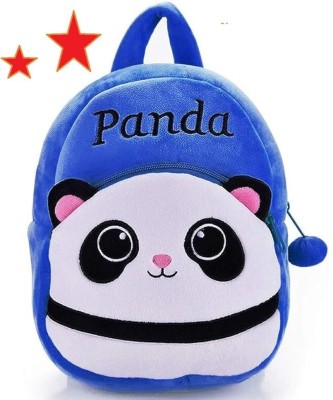 Dhruv Kids School Bag Soft Plush Backpack blue Panda bag School Bag (Blue, 10 L) 10 L Trolley Backpack(Blue)