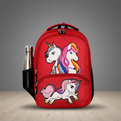 ZERUS Stylish Unicorn Printed School Backpack For Girls Lightweight Daily Use Bag 21 L Backpack(Red)