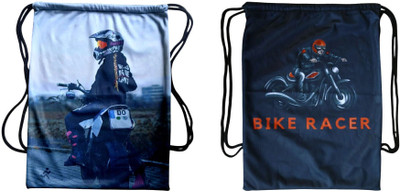 Fab C Grapnic Printed Drawstring Polyester Backpack for Sports/ Gym/Yoga/Casual 16 L Backpack(Blue)