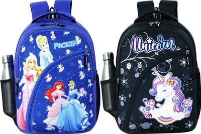 Gloft Kids Disney Princes's School Backpack Bag for Baby Girls/Boys Waterproof Backpack(Blue, Black, 22 L)