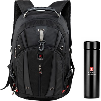 SWISS MILITARY Combo Pack of Laptop Backpack And Digital Vacuum Flask (LBP76+SMF5) 31 L Laptop Backpack(Black)