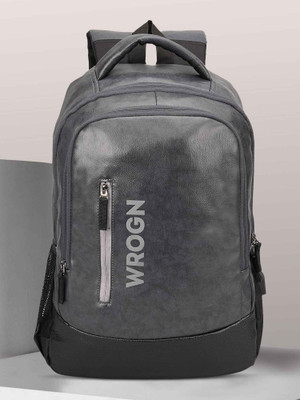 WROGN USB Charging Port, Anti-theft Pocket, 15.5 inches Laptop faux Leather 35 L Laptop Backpack(Grey, Black)