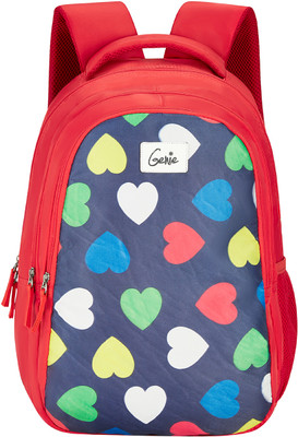Genie Medium 27 L Backpack Hearts School Bag For Girls, 17 Inch. Red Colour Backpack For Rs. 489 @ 79 %