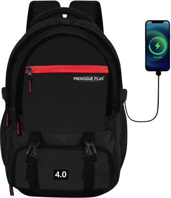 PROVOGUE PLUS Waterproof Febric DISCOVERY 4.0 Unisex Office Travel Bag With USB PORT 40 L Laptop Backpack(Black)