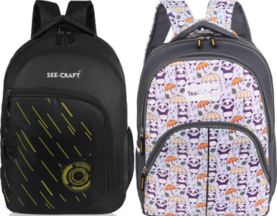SEE-CRAFT school collage travel office backpack 35 L Laptop Backpack(Black, Grey)