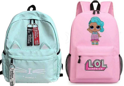 Plama A_CT_GRN_@_1 & LOL-PRINTPINK-1PC_abc 30 L Backpack(Green, Pink)
