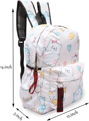 JAISOM AUG_printed cat star heart_001 17 L Backpack(White)