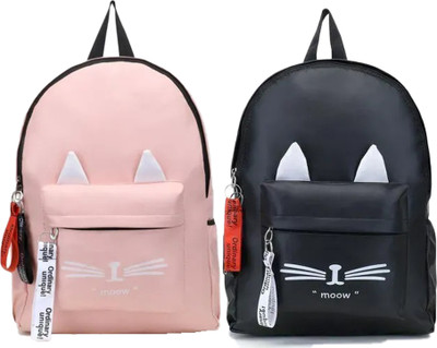 Zenvault Trendy Casual College Backpacks, Designer School/College/Picnic Bag 12 L Backpack(Black, Pink)