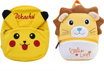 UDHNA Pikachu And Loin Design Plush Velvet Backpack 12 L Backpack(Multicolor)